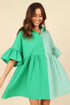 Didi Frill Mini Dress - Green Stripe 11 Didi Frill Mini Dress - Green Stripe -Dress Shop petal and pup usa dresses didi frill mini dress green stripe 32146888196273