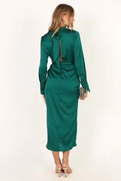 Dionne Long Sleeve Midi Dress - Emerald -Dress Shop petal and pup usa dresses dionne long sleeve midi dress emerald 33829502320817