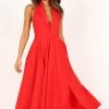 Dita Halterneck Midi Dress - Tomato
