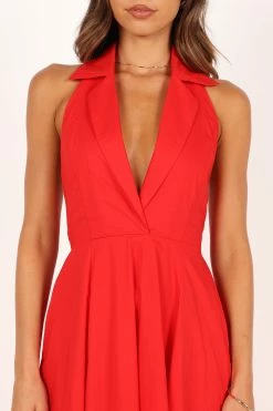 Dita Halterneck Midi Dress - Tomato -Dress Shop petal and pup usa dresses dita halterneck midi dress tomato 33608153956529
