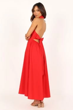 Dita Halterneck Midi Dress - Tomato -Dress Shop petal and pup usa dresses dita halterneck midi dress tomato 33608154054833