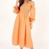 Domenica Off Shoulder Midi Dress - Orange