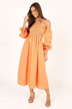 Domenica Off Shoulder Midi Dress - Orange