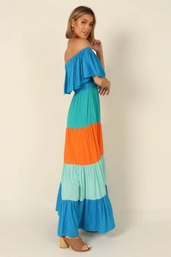 Eazon Off Shoulder Maxi Dress - Blue -Dress Shop petal and pup usa dresses eazon off shoulder maxi dress blue waiting on bulk 32146874466481