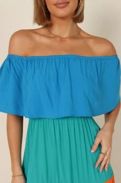 Eazon Off Shoulder Maxi Dress - Blue -Dress Shop petal and pup usa dresses eazon off shoulder maxi dress blue waiting on bulk 32146874532017