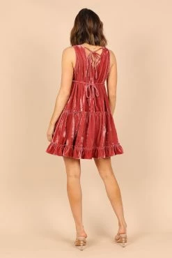 Eddie Tiered Velvet Mini Dress - Ginger -Dress Shop petal and pup usa dresses eddie tiered velvet mini dress ginger 32341314764977
