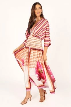 Emilia Long Sleeve Maxi Dress - Pink Stripe -Dress Shop petal and pup usa dresses emilia long sleeve maxi dress pink stripe 33643499815089