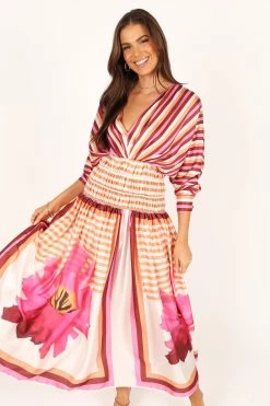 Emilia Long Sleeve Maxi Dress - Pink Stripe -Dress Shop petal and pup usa dresses emilia long sleeve maxi dress pink stripe 33643499978929