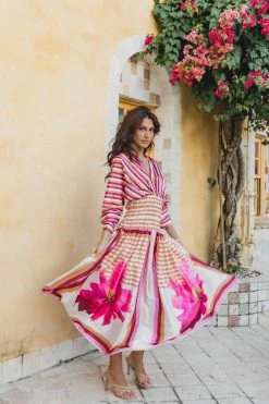 Emilia Long Sleeve Maxi Dress - Pink Stripe -Dress Shop petal and pup usa dresses emilia long sleeve maxi dress pink stripe 33650783289521