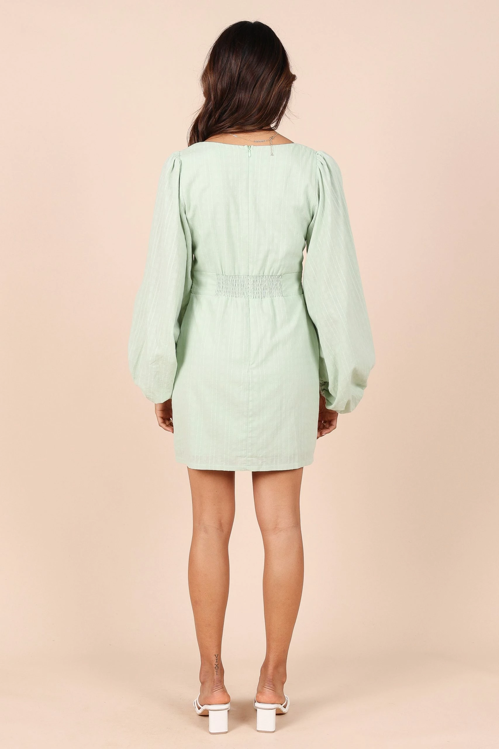 Emilina Long Sleeve Mini Dress - Sage 2 Emilina Long Sleeve Mini Dress - Sage - Image 2