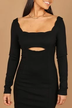 Eva Scalloped Edge Cut Out Mini Dress - Black -Dress Shop petal and pup usa dresses eva scalloped edge cut out mini dress black 32542535712945