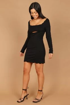 Eva Scalloped Edge Cut Out Mini Dress - Black -Dress Shop petal and pup usa dresses eva scalloped edge cut out mini dress black 32542535778481