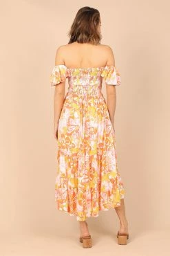 Feliz Off Shoulder Maxi Dress - Coral Floral -Dress Shop petal and pup usa dresses feliz off shoulder maxi dress coral floral 32341304311985
