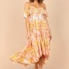 Feliz Off Shoulder Maxi Dress - Coral Floral