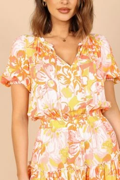 Dress Shop -Dress Shop petal and pup usa dresses feliz shirred waist mini dress coral floral 32747589468337