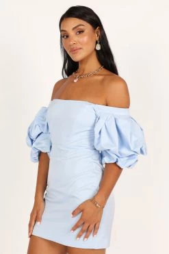 Fern Puff Sleeve Mini Dress - Icy Blue 14 Fern Puff Sleeve Mini Dress - Icy Blue -Dress Shop petal and pup usa dresses fern puff sleeve mini dress icy blue 33340287746225