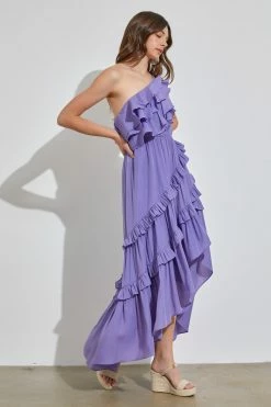 Fiorda One Shoulder Midi Dress - Lilac -Dress Shop petal and pup usa dresses fiorda one shoulder midi dress lilac 33629964992689