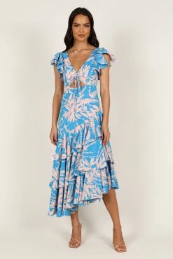 Flick Tiered Maxi Dress - Blue Floral -Dress Shop petal and pup usa dresses flick tiered maxi dress blue floral 33173381939377