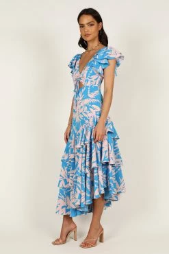 Flick Tiered Maxi Dress - Blue Floral -Dress Shop petal and pup usa dresses flick tiered maxi dress blue floral 33173382004913