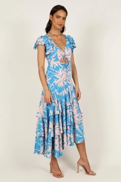 Flick Tiered Maxi Dress - Blue Floral -Dress Shop petal and pup usa dresses flick tiered maxi dress blue floral 33173382070449