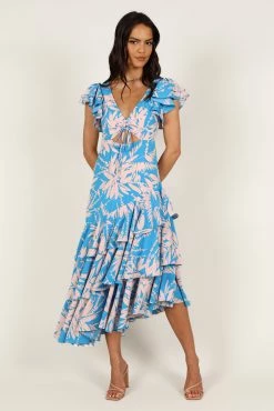Flick Tiered Maxi Dress - Blue Floral -Dress Shop petal and pup usa dresses flick tiered maxi dress blue floral 33173382103217
