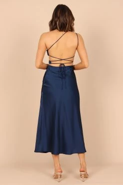 Forelle One Shoulder Cut Out Midi Dress - Navy -Dress Shop petal and pup usa dresses forelle one shoulder cut out midi dress navy 32396383486129