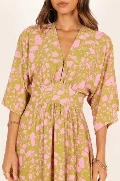 Fran Maxi Dress - Green/Pink -Dress Shop petal and pup usa dresses fran maxi dress green pink 33446655000753