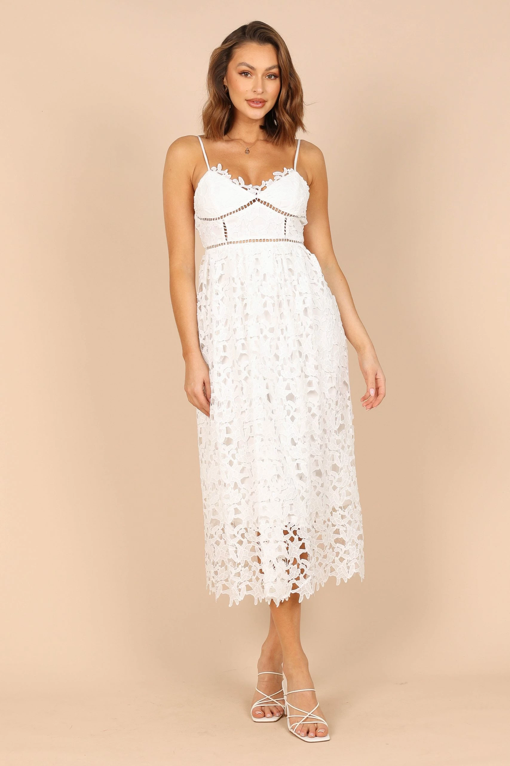 Francheshca Midi Lace Dress - White Lace 1 Francheshca Midi Lace Dress - White Lace