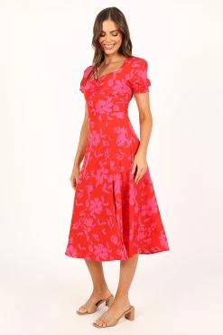 Frankie Dress - Red Pink Floral -Dress Shop petal and pup usa dresses frankie dress red pink floral 33690330923185