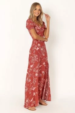 Franklin Maxi Dress - Rust Floral -Dress Shop petal and pup usa dresses franklin maxi dress rust floral 33935878750385