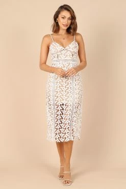 Franque Midi Lace Dress - White Lace