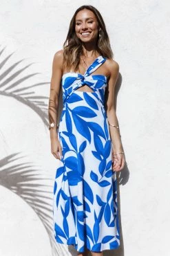 Freddie Midi Dress - White/Blue -Dress Shop petal and pup usa dresses freddie midi dress white blue 33207692591281