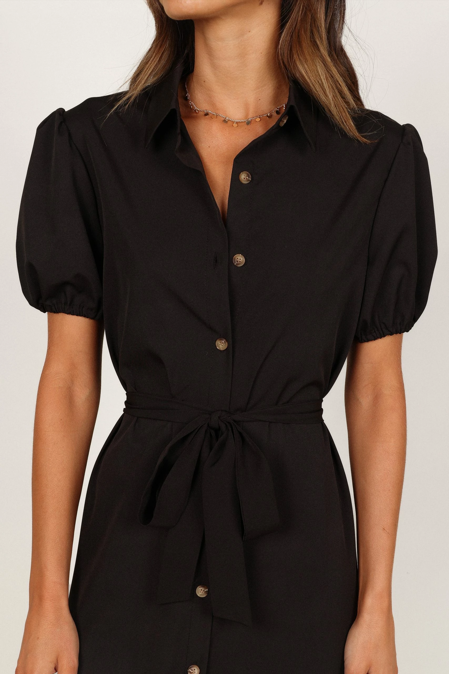 Gabrielle Button Down Midi Dress - Black 2 Gabrielle Button Down Midi Dress - Black - Image 2