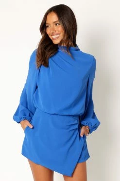 Galen Long Sleeve Mini Dress - Paris Blue