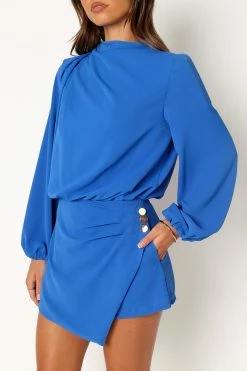 Galen Long Sleeve Mini Dress - Paris Blue -Dress Shop petal and pup usa dresses galen long sleeve mini dress paris blue 34007535321265