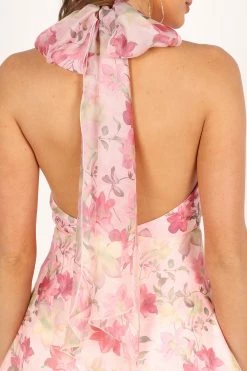 Gardenia Halter Mini Dress - Pink Floral -Dress Shop petal and pup usa dresses gardenia halter mini dress pink floral 33537217495217