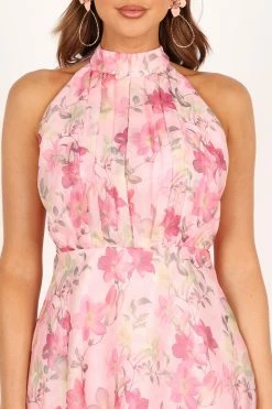 Gardenia Halter Mini Dress - Pink Floral -Dress Shop petal and pup usa dresses gardenia halter mini dress pink floral 33537217527985