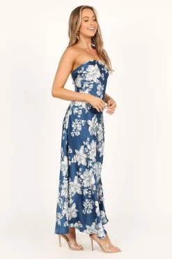 Gemma Strapless Maxi Dress - Blue Floral -Dress Shop petal and pup usa dresses gemma strapless maxi dress blue floral 33543064846513