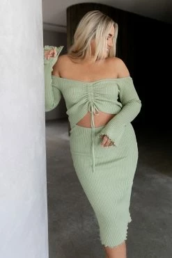 Geneva Off Shoulder Midi Dress - Sage 19 Geneva Off Shoulder Midi Dress - Sage -Dress Shop petal and pup usa dresses geneva off shoulder midi dress sage 32219939766449