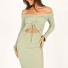 Geneva Off Shoulder Midi Dress - Sage