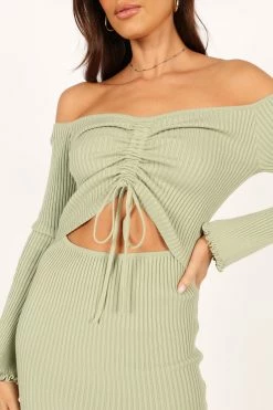 Geneva Off Shoulder Midi Dress - Sage 25 Geneva Off Shoulder Midi Dress - Sage -Dress Shop petal and pup usa dresses geneva off shoulder midi dress sage 33553179181233