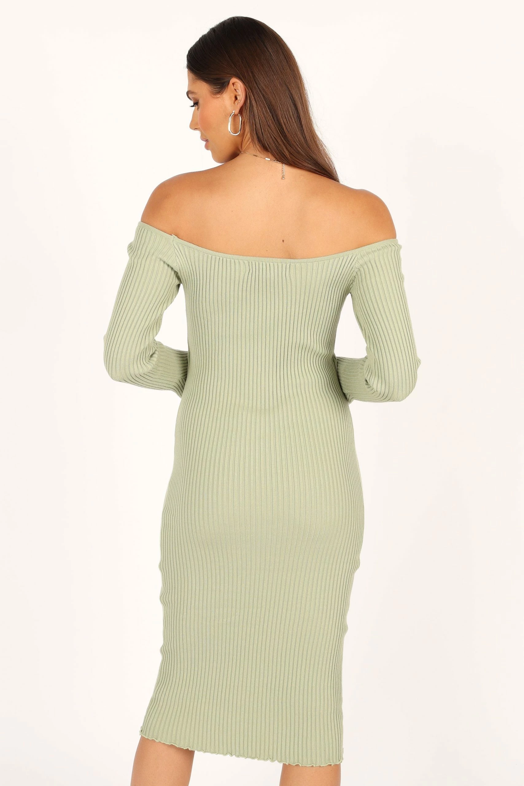 Geneva Off Shoulder Midi Dress - Sage 10 Geneva Off Shoulder Midi Dress - Sage - Image 10