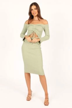 Geneva Off Shoulder Midi Dress - Sage 17 Geneva Off Shoulder Midi Dress - Sage -Dress Shop petal and pup usa dresses geneva off shoulder midi dress sage 33553180098737