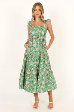 Gia Midi Dress - Green Pink -Dress Shop petal and pup usa dresses gia midi dress green pink 33712106799281