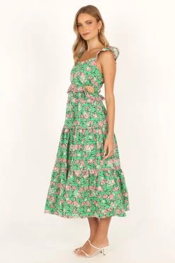 Gia Midi Dress - Green Pink -Dress Shop petal and pup usa dresses gia midi dress green pink 33712106832049