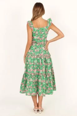 Gia Midi Dress - Green Pink -Dress Shop petal and pup usa dresses gia midi dress green pink 33712106864817