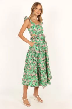 Gia Midi Dress - Green Pink -Dress Shop petal and pup usa dresses gia midi dress green pink 33712106930353