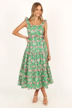 Gia Midi Dress - Green Pink -Dress Shop petal and pup usa dresses gia midi dress green pink 33712106995889