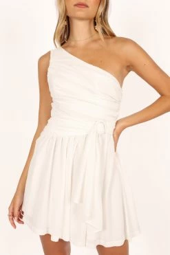 Gilbert One Shoulder Mini Dress - White -Dress Shop petal and pup usa dresses gilbert one shoulder mini dress white 33712107454641