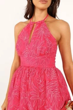 Gracie Halterneck Mini Dress - Hot Pink -Dress Shop petal and pup usa dresses gracie halterneck mini dress hot pink 33757585932465